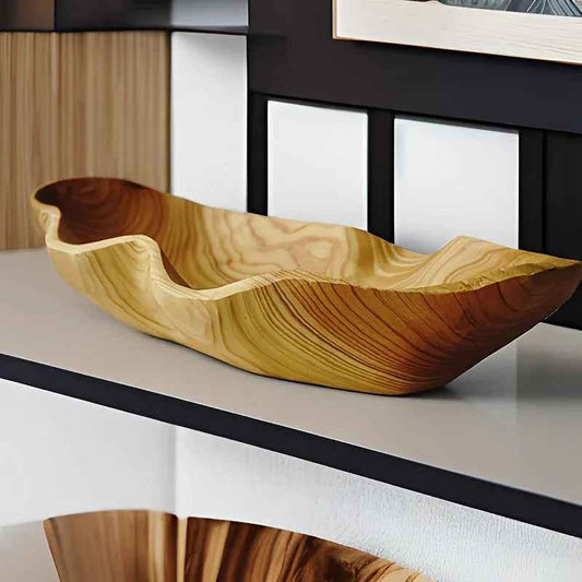 Elegant Solid Wood Tray - Perfect for Fruits, Snacks and Keys | Ideal for Kitchen and Dining Room Decor, Fruit Bowl, Storage Tray,  Minimalist Design, Rustic Decor, Decorative Bowl, Interior Decorators