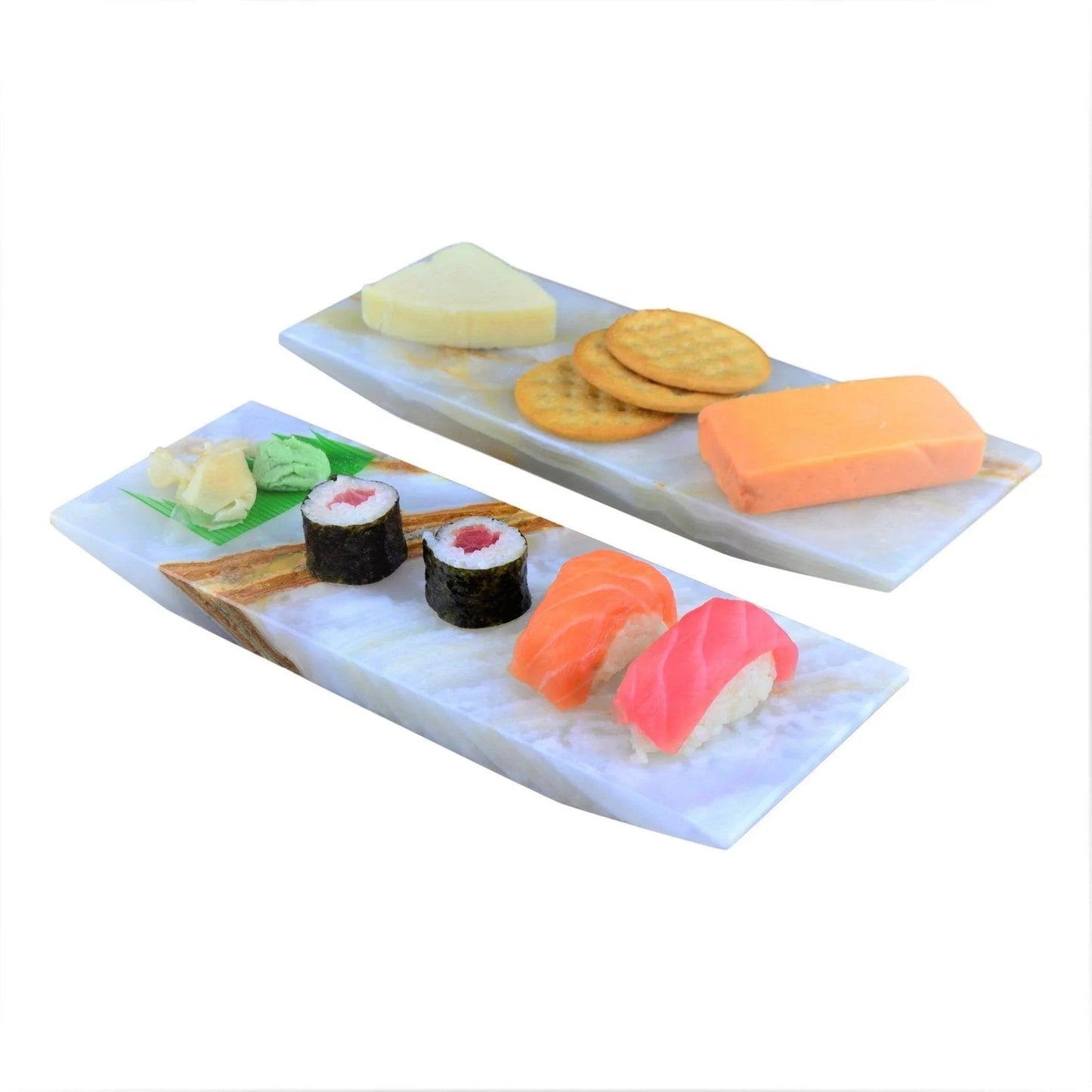 Elegant White Onyx Hors D'oeuvres Serving Trays - PoshaBella