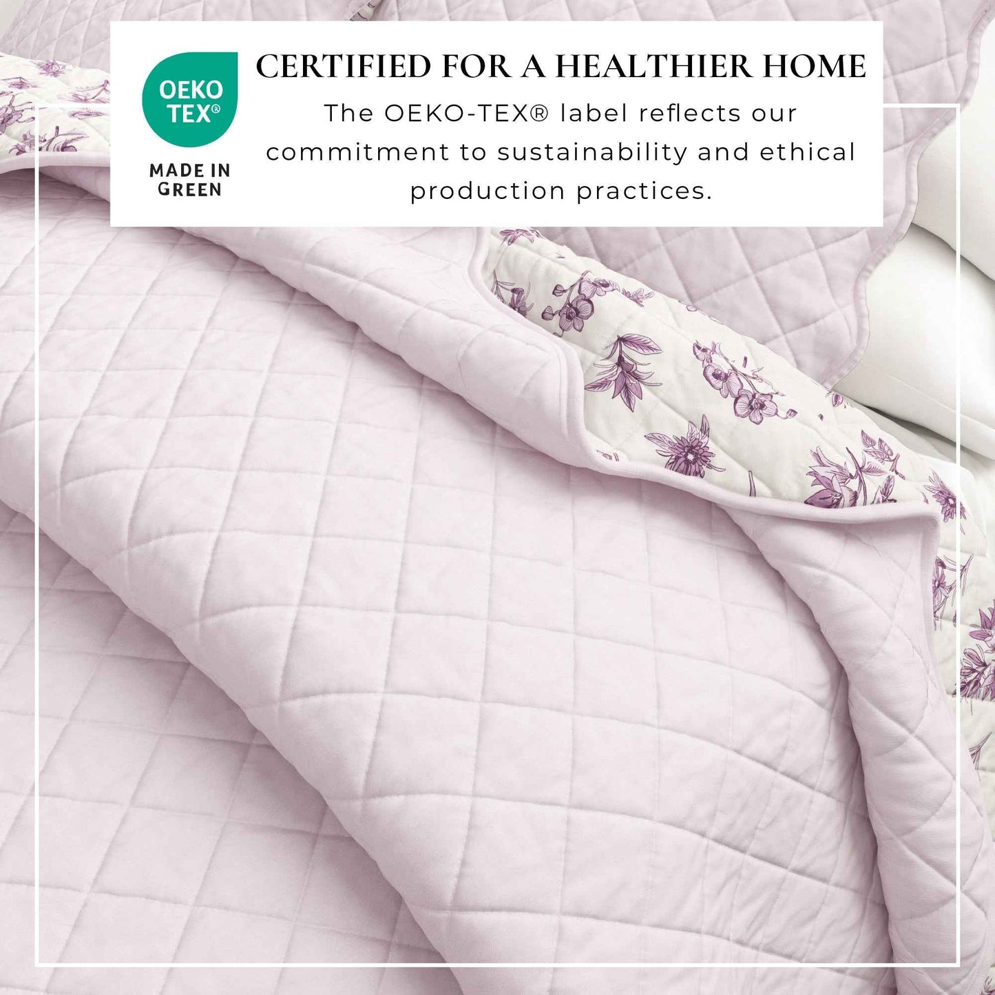 Floral Print & Scallopeded Edge Cotton Quilt Set - Sandie Collection