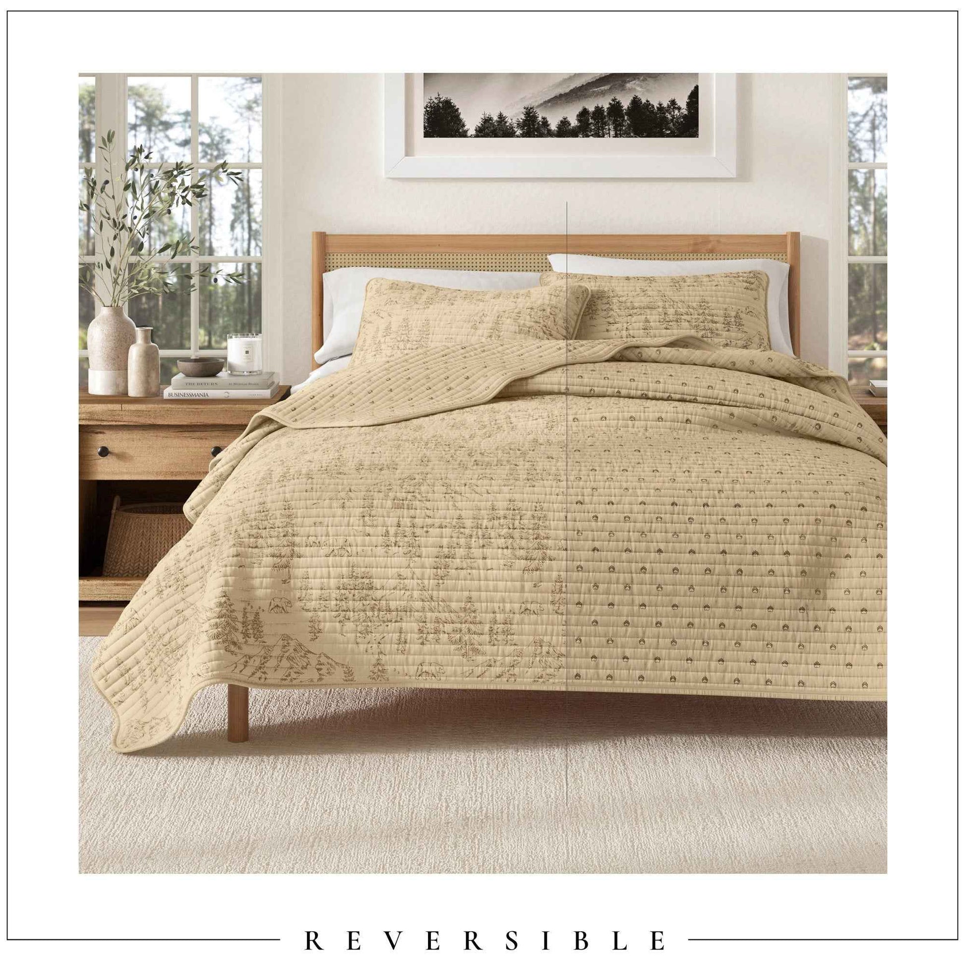 3 Piece Lodge Printed Quilt - Moonlight Ridge