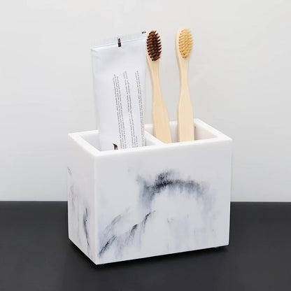 European Style 5-Piece Bathroom Accessory Set with Faux Marble Design - Includes Soap Dispenser, Toothbrush Holder, Tumbler, Soap Dish, and Tray - Elegant Vanity Countertop Ensemble for Home or Hotel Decor