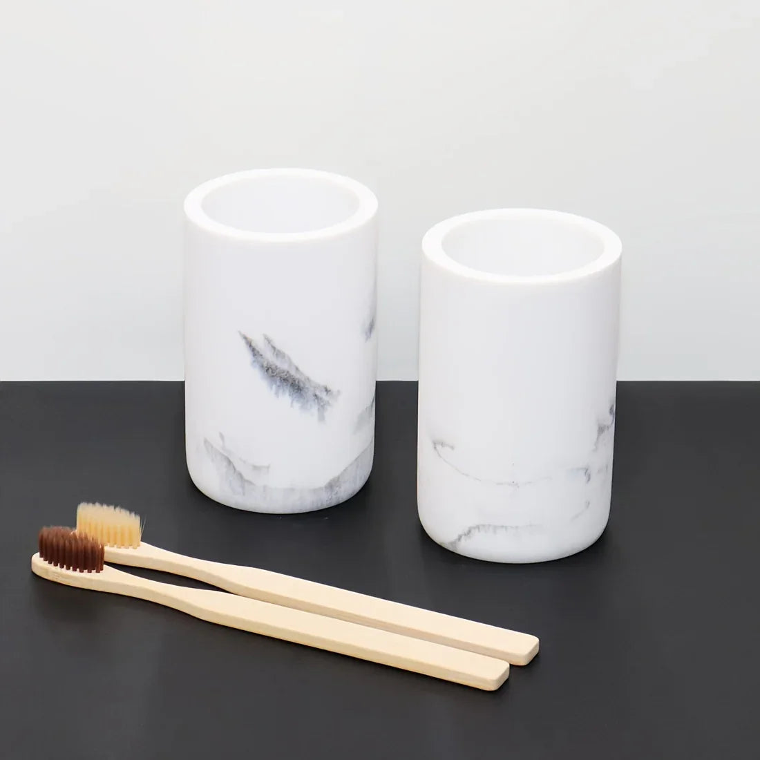 European Style 5-Piece Bathroom Accessory Set with Faux Marble Design - Includes Soap Dispenser, Toothbrush Holder, Tumbler, Soap Dish, and Tray - Elegant Vanity Countertop Ensemble for Home or Hotel Decor