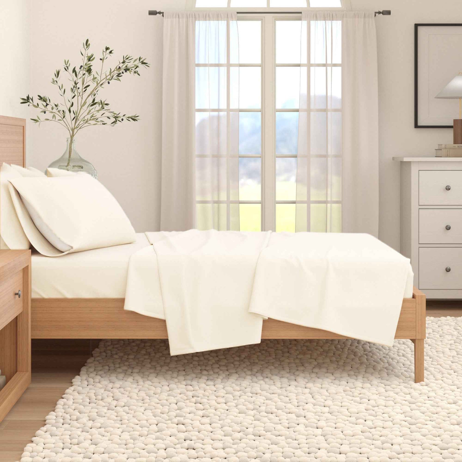 4-Piece Cotton Solid Flannel Sheet - Nordic Collection