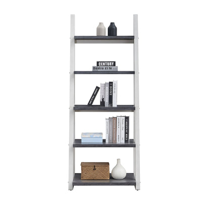 5-Tier Ladder Shelf with Rubber Wood Frame