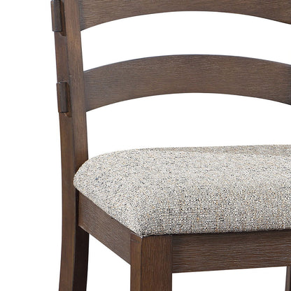 Pascaline - Side Chair (Set of 2) - Gray Fabric, Rustic Brown & Oak