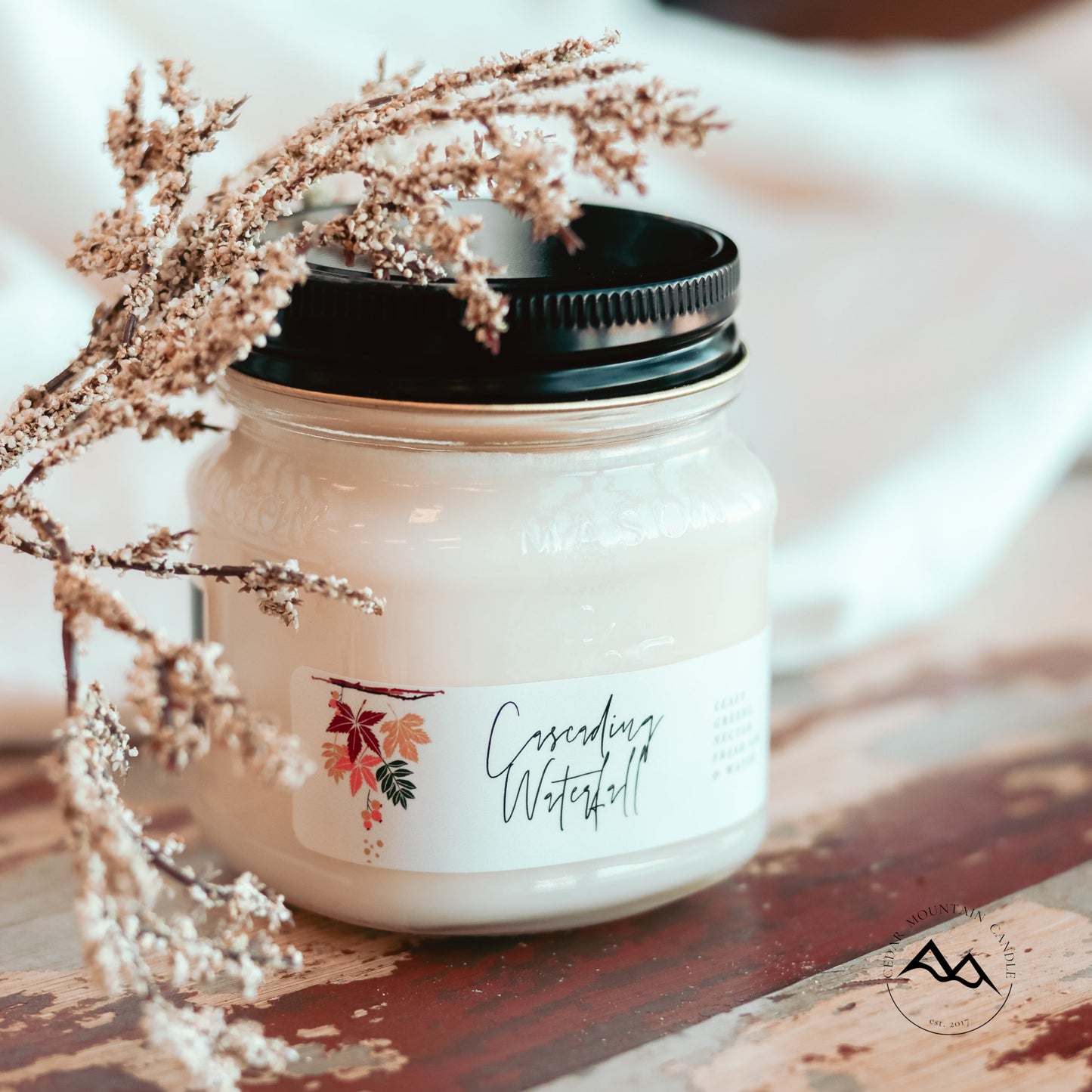Fall Leaves Mason Jar Soy Candle - Choose Size and Scent - PoshaBella