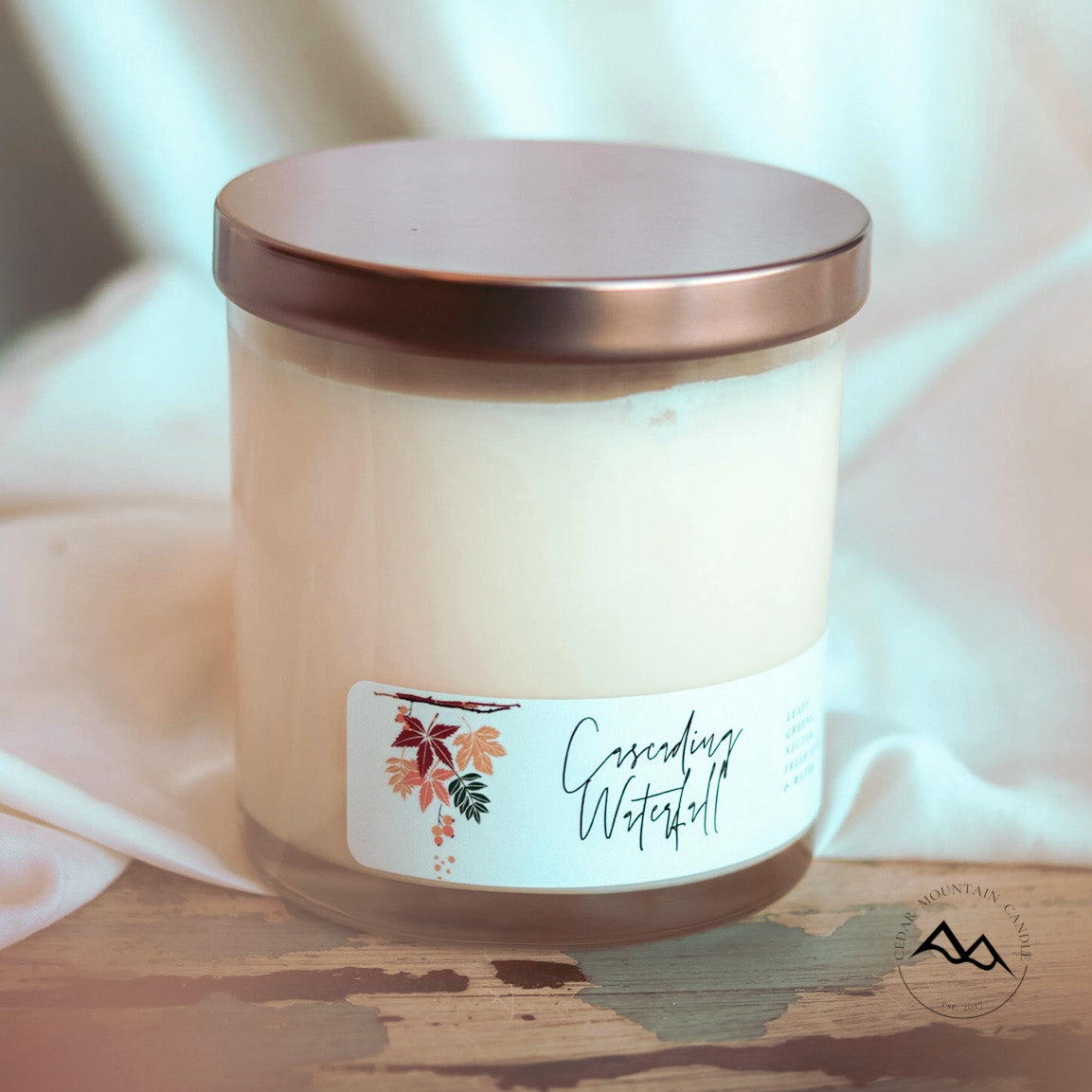Fall Leaves Whiskey Glass Jar Soy Candle - 9 oz - PoshaBella