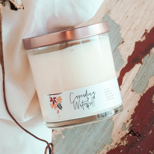 Fall Leaves Whiskey Glass Jar Soy Candle - 9 oz - PoshaBella