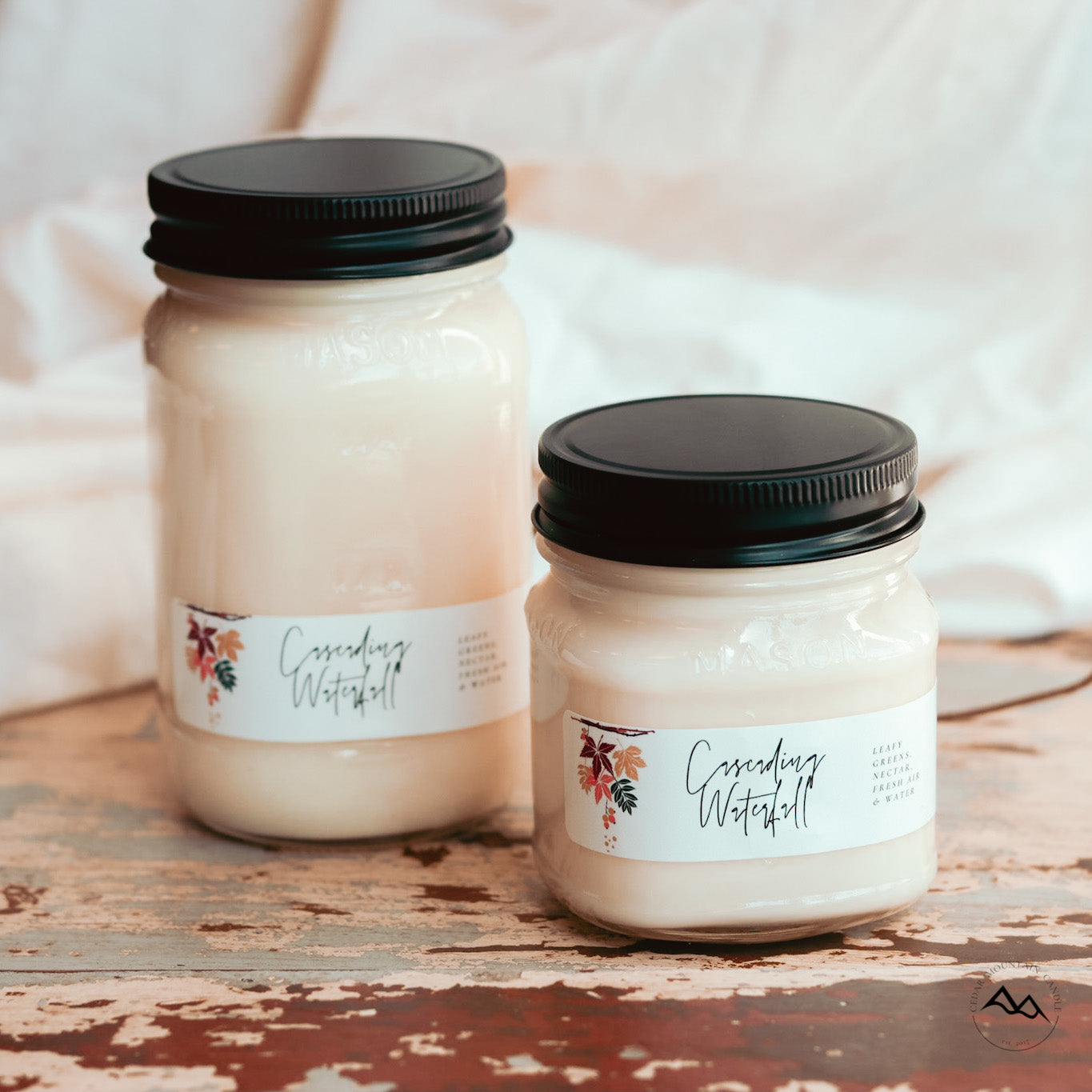 Fall Leaves Mason Jar Soy Candle - Choose Size and Scent - PoshaBella