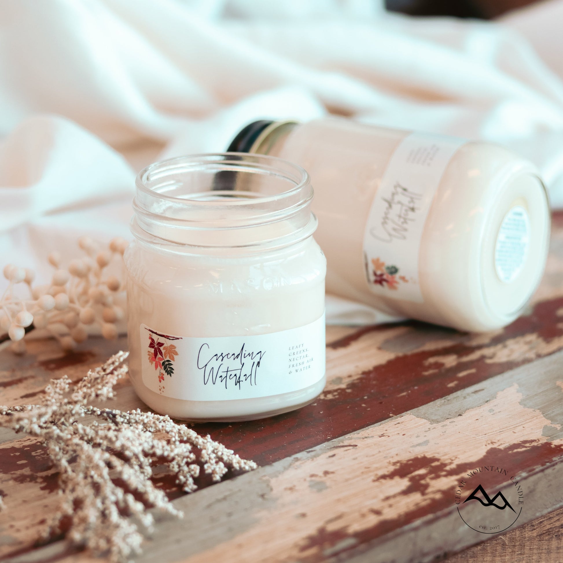Fall Leaves Mason Jar Soy Candle - Choose Size and Scent - PoshaBella