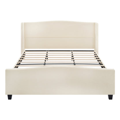 King Size Bed Frame with Upholstered Teddy Velvet Headboard
