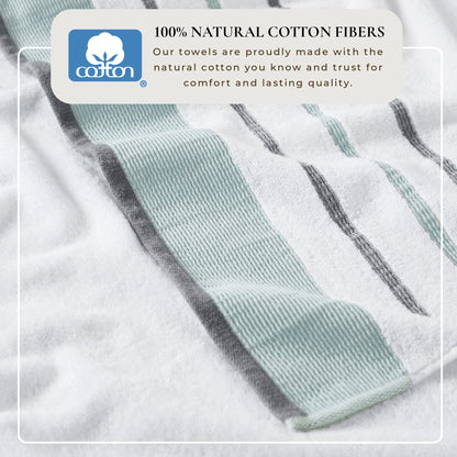 Decorative Cotton Stripe Bath Towel Set - Noelle Collection