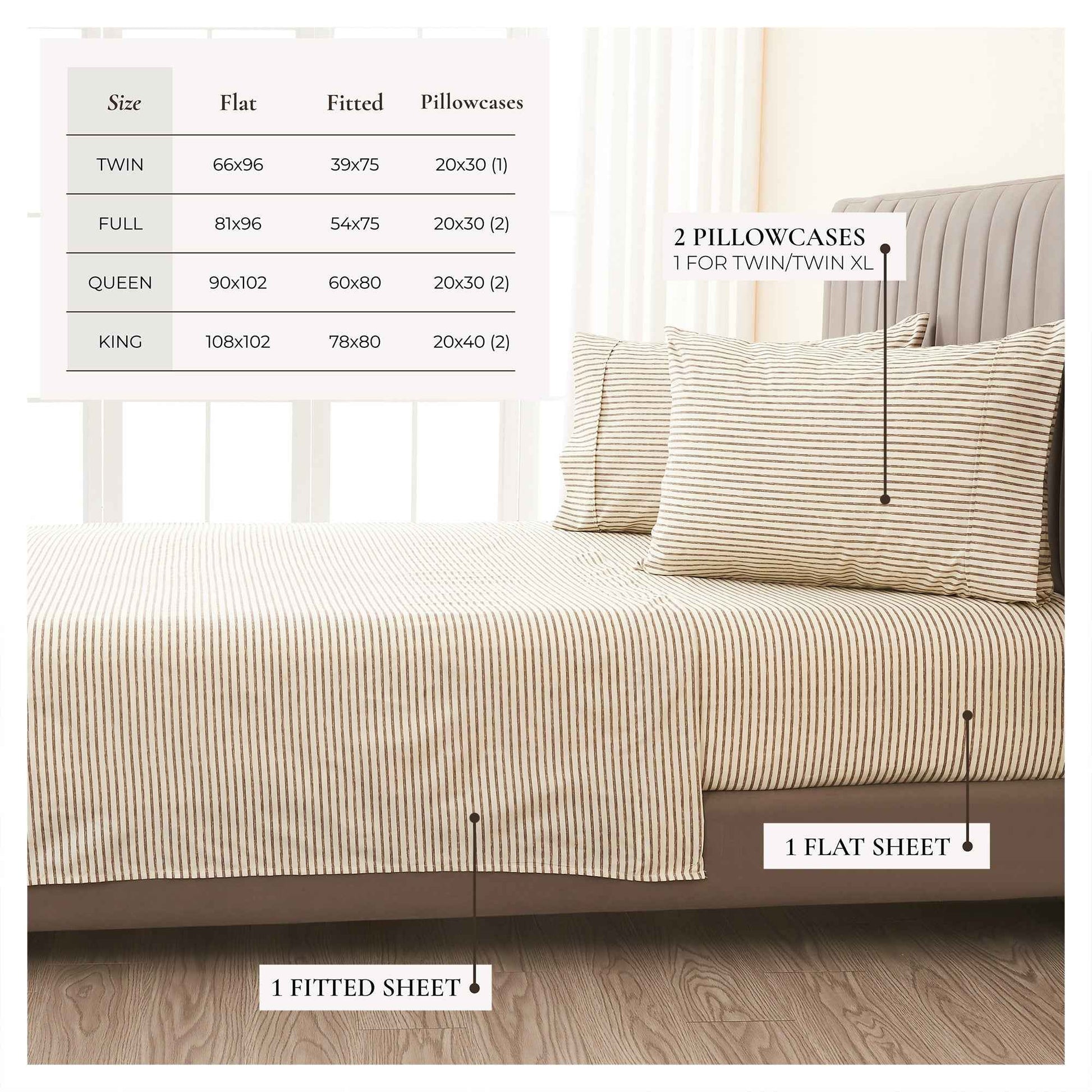 Striped Microfiber Sheet Set - Evette Collection