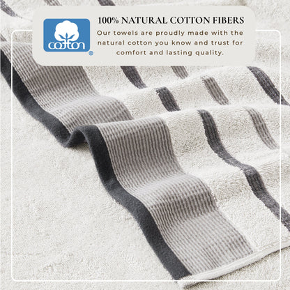 Decorative Cotton Stripe Bath Towel Set - Noelle Collection