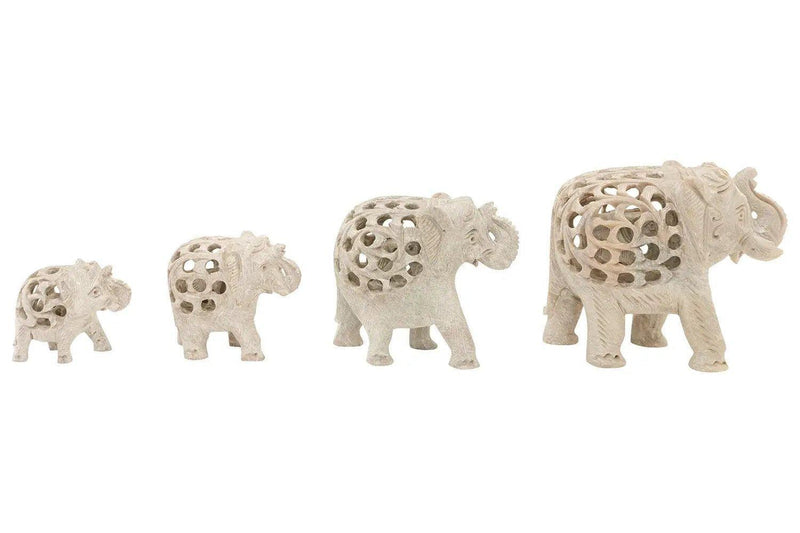 Figurines: Hand Carved Soapstone Elephants