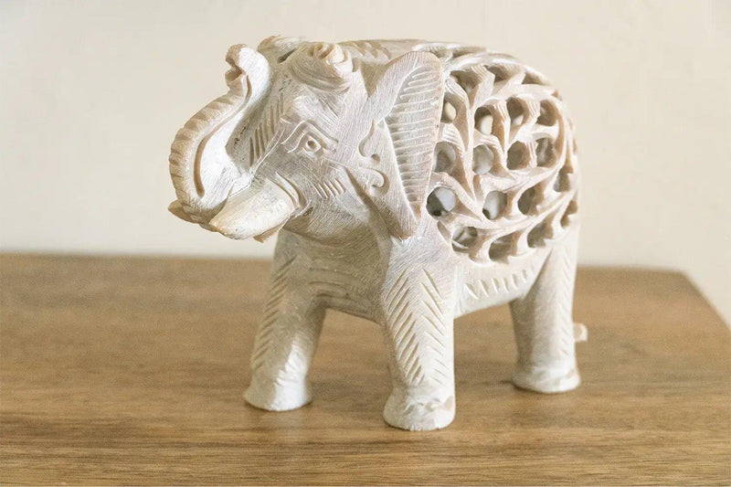 Figurines: Hand Carved Soapstone Elephants