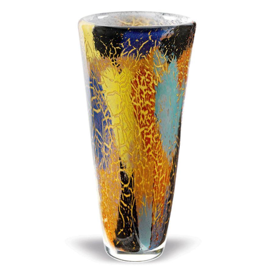Firestorm 12 inch Murano Style Art Glass Decorative Vase - PoshaBella