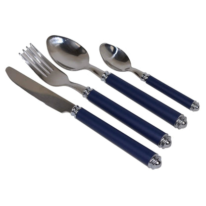 Flatware Set with Blue Handles and Storage Cady - PoshaBella