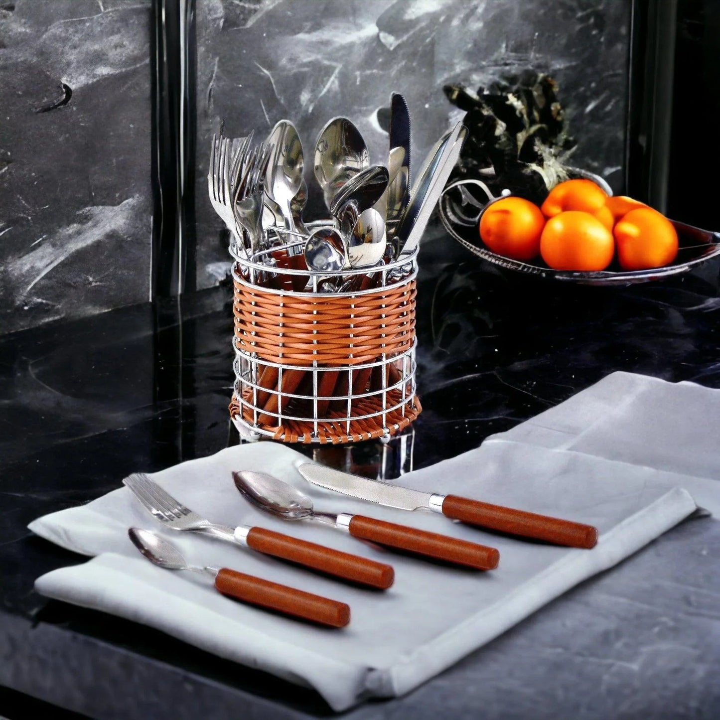 Flatware Set with Wood Handles - PoshaBella