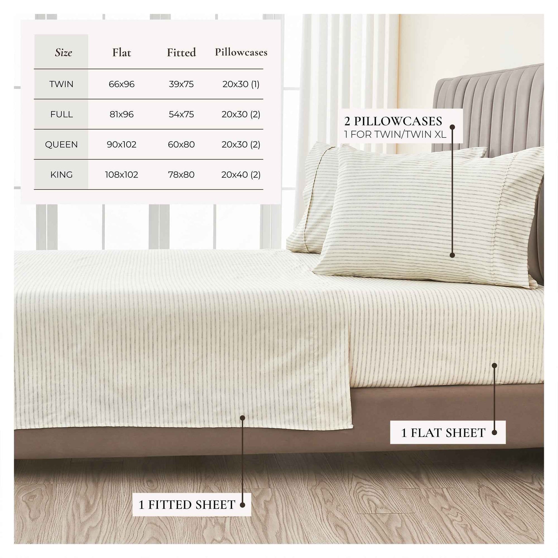 Striped Microfiber Sheet Set - Evette Collection