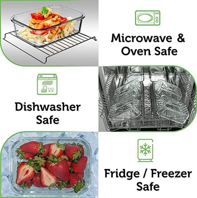 Food Storage Containers | Set of 4 Glass with Insulated Bamboo Covers - PoshaBella
