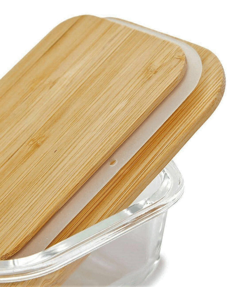 Food Storage Containers | Set of 4 Glass with Insulated Bamboo Covers