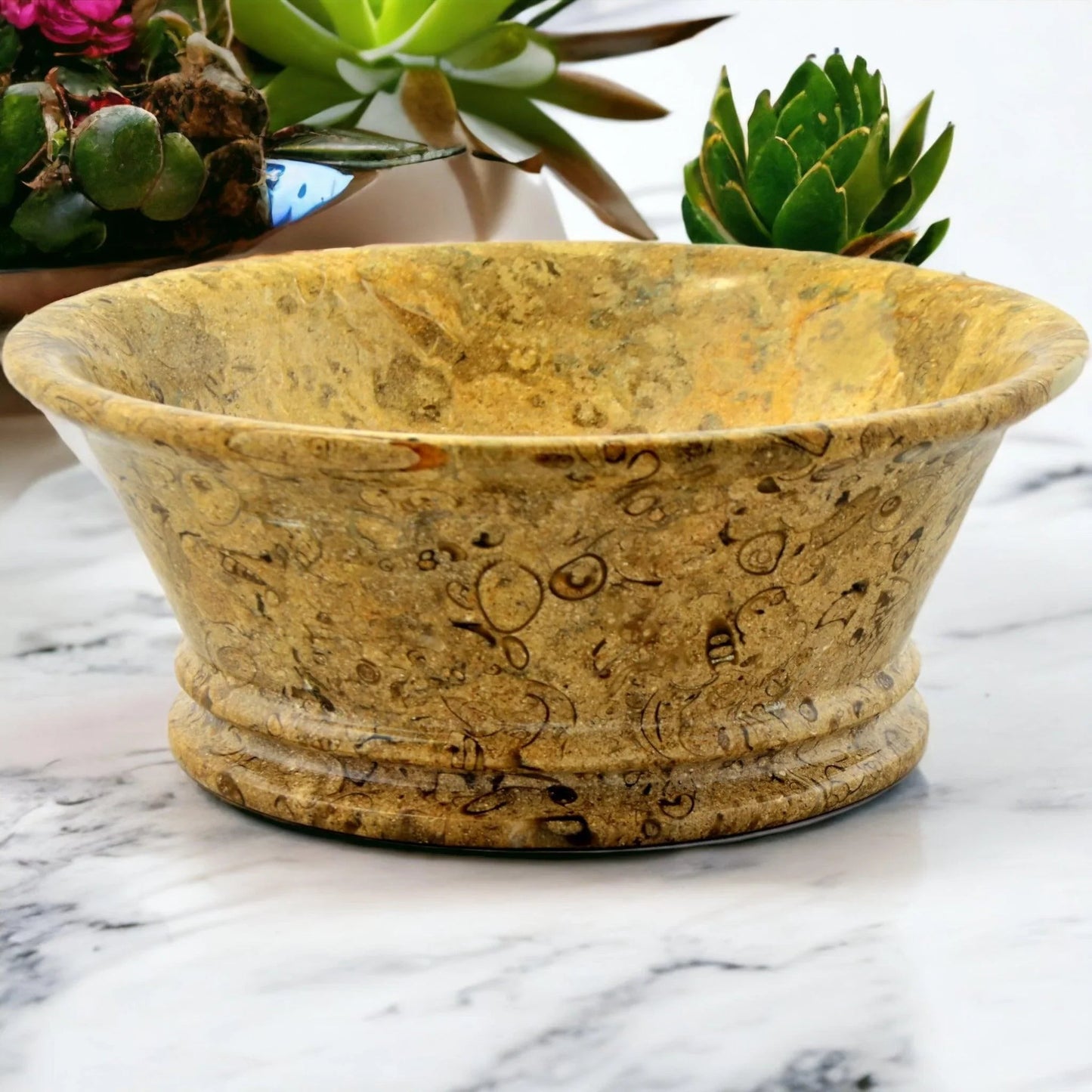Fossil Stone 8.5-inch Modern Fruit Bowl - PoshaBella
