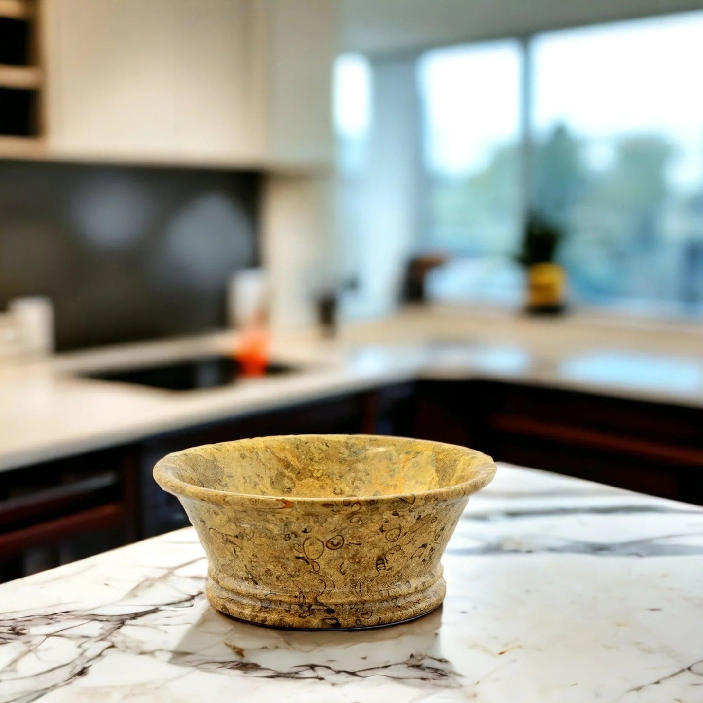 Fossil Stone 8.5-inch Modern Fruit Bowl - PoshaBella