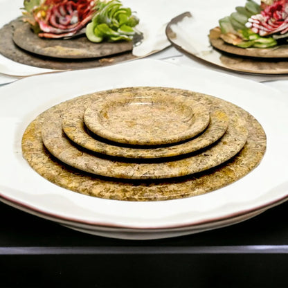 Fossil Stone Serving Plates | Set of 4 - PoshaBella