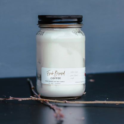13 oz Mason Jar Soy Candle - Fresh Brewed Coffee - PoshaBella