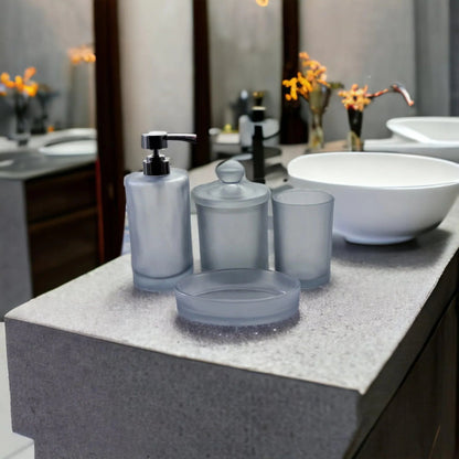 Frosted Glass 4-Piece Bathroom Accessory Set | Cloud Collection - PoshaBella