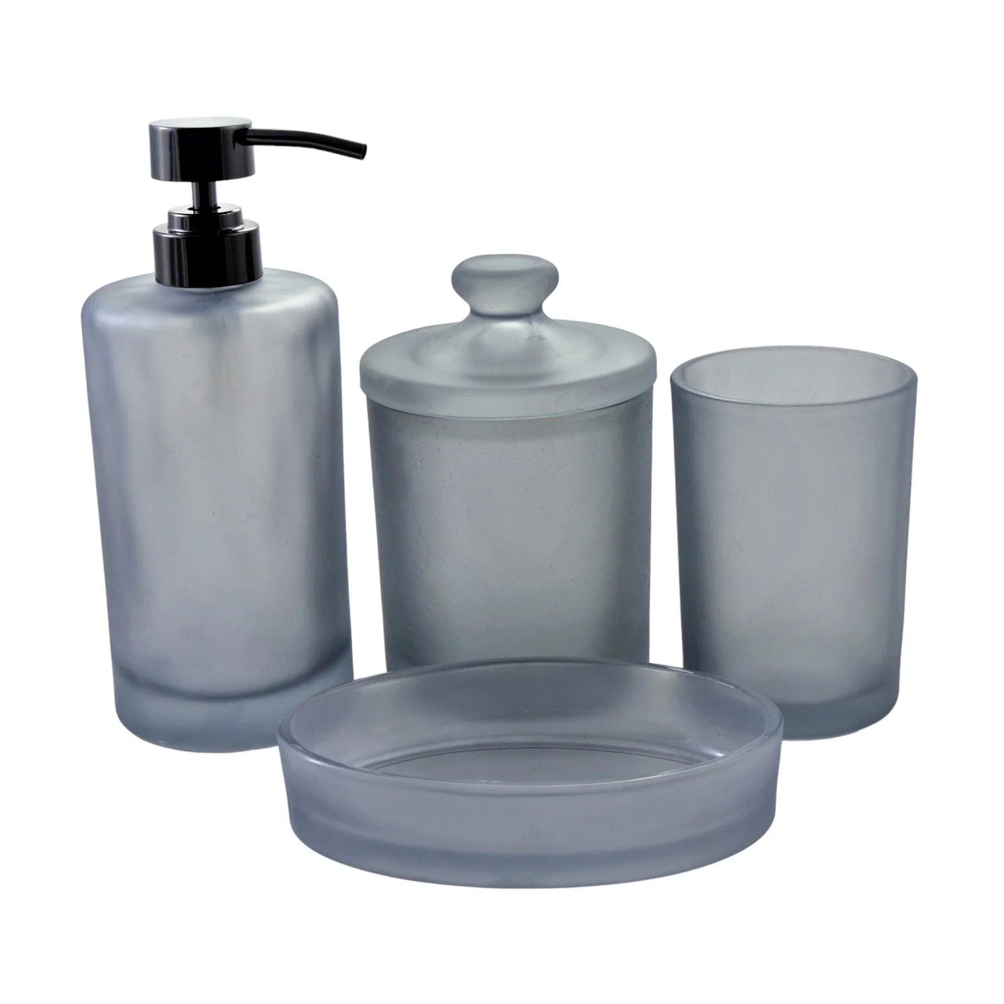 Frosted Glass 4-Piece Bathroom Accessory Set | Cloud Collection - PoshaBella