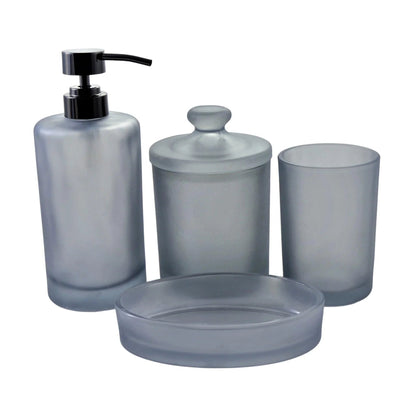 Frosted Glass 4-Piece Bathroom Accessory Set | Cloud Collection - PoshaBella