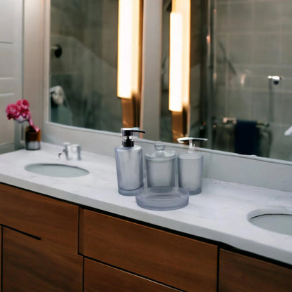 Frosted Glass 4-Piece Bathroom Accessory Set | Cloud Collection - PoshaBella
