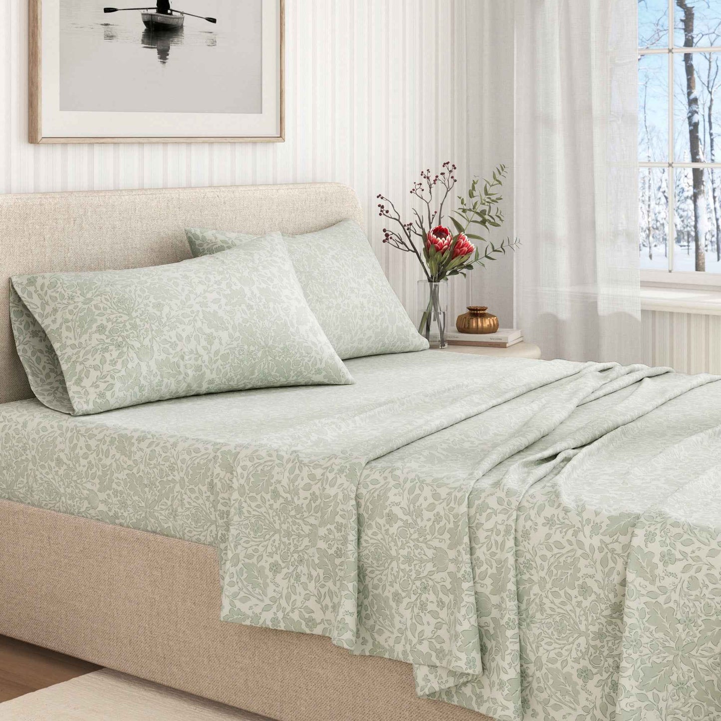 Turkish Cotton Flannel Sheet Set - Winter Floral Collection