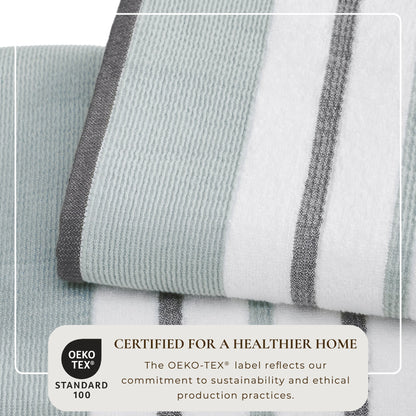 Decorative Cotton Stripe Bath Towel Set - Noelle Collection