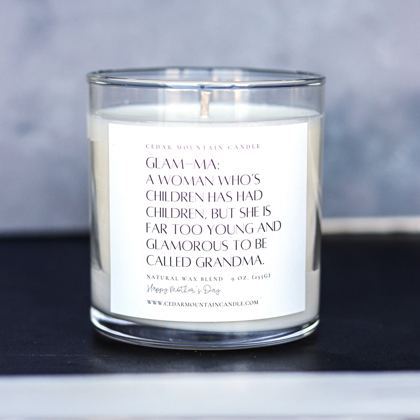 "Glam-ma: a woman who..." - Mother's Day Whiskey Glass Candle - PoshaBella
