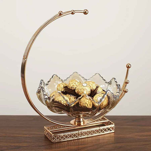 Gold Metal Decor Bowl - Lotus Centerpiece