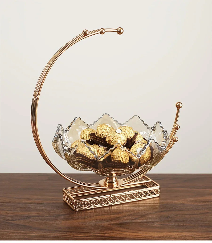 Gold Metal Decor Bowl - Lotus Centerpiece