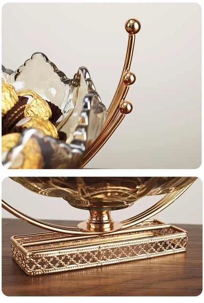 Gold Metal Decor Bowl - Lotus Centerpiece