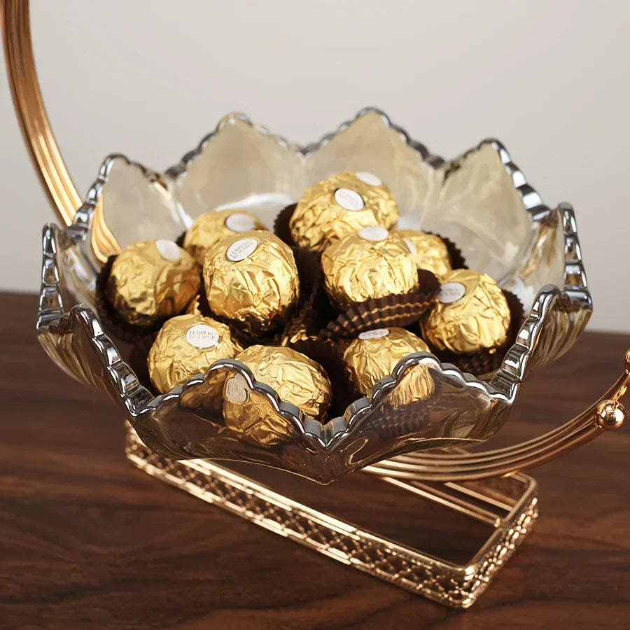 Gold Metal Decor Bowl - Lotus Centerpiece