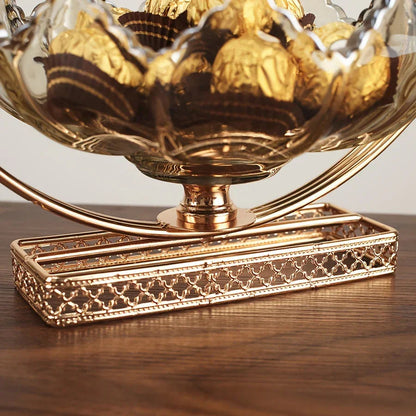 Gold Metal Decor Bowl - Lotus Centerpiece