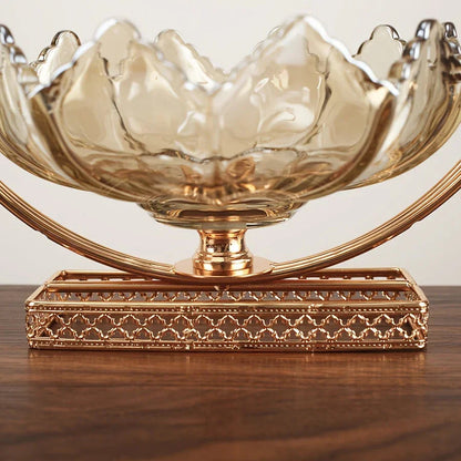 Gold Metal Decor Bowl - Lotus Centerpiece
