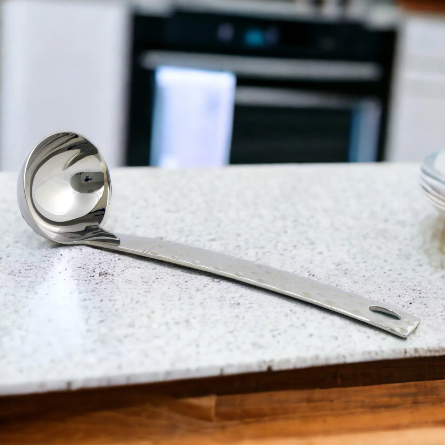 Gravy Boat Ladle with Hammered Design Handle - PoshaBella