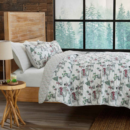 3 Piece Holiday Printed Quilt - Alfie Collection