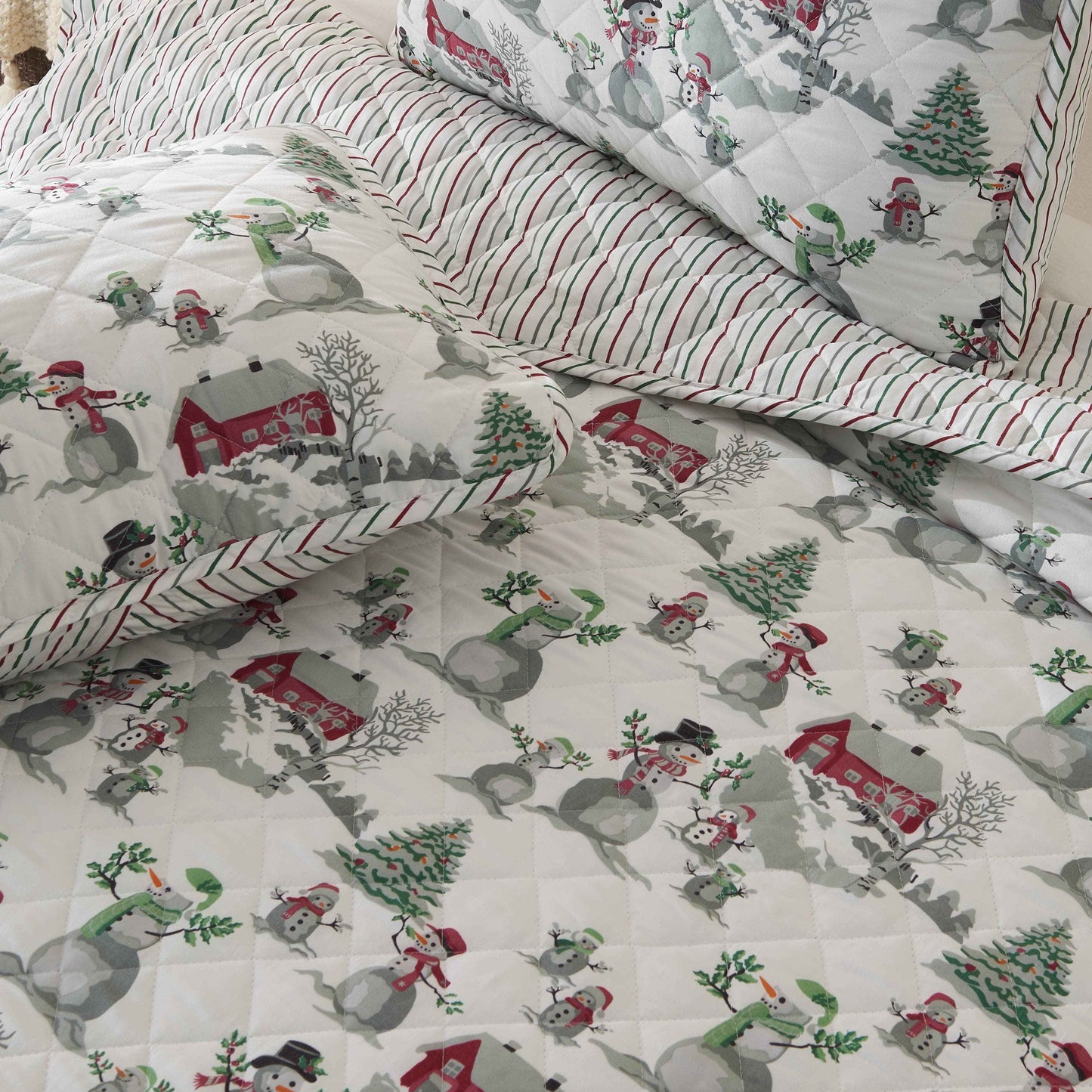 3 Piece Holiday Printed Quilt - Alfie Collection