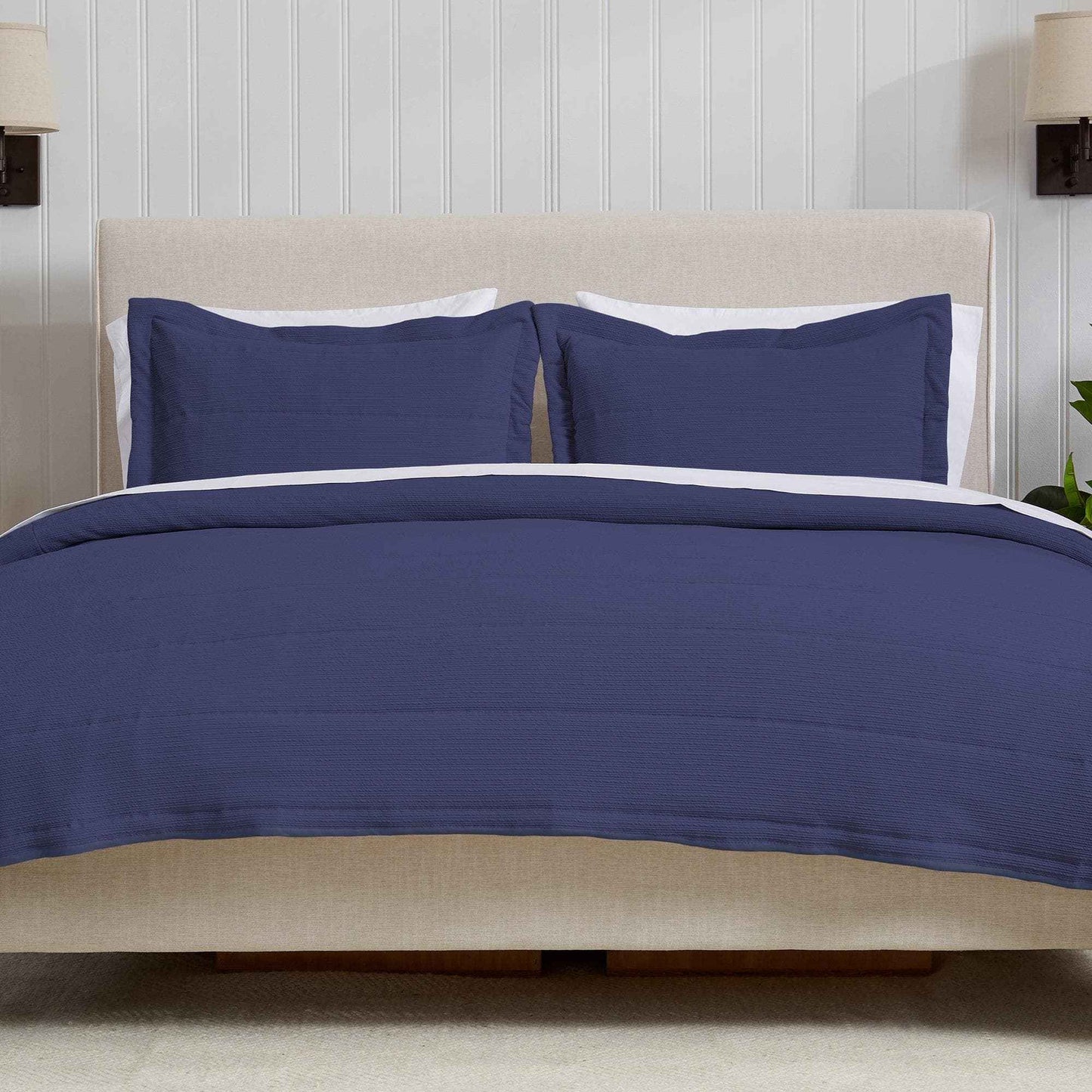 3 Piece Textured Striped Quilt Set - Ellie Collection