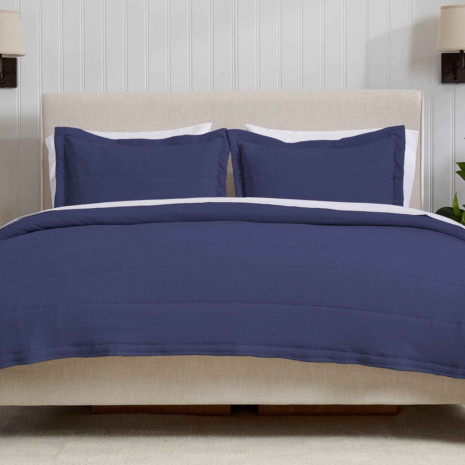 3 Piece Textured Striped Quilt Set - Ellie Collection