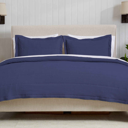 3 Piece Textured Striped Quilt Set - Ellie Collection