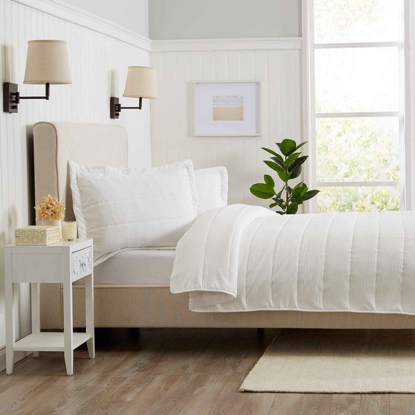 3 Piece Textured Striped Quilt Set - Ellie Collection